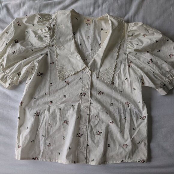 NWT Levi's Royce Collar Puff Sleeve Blouse - Picture 3 of 5